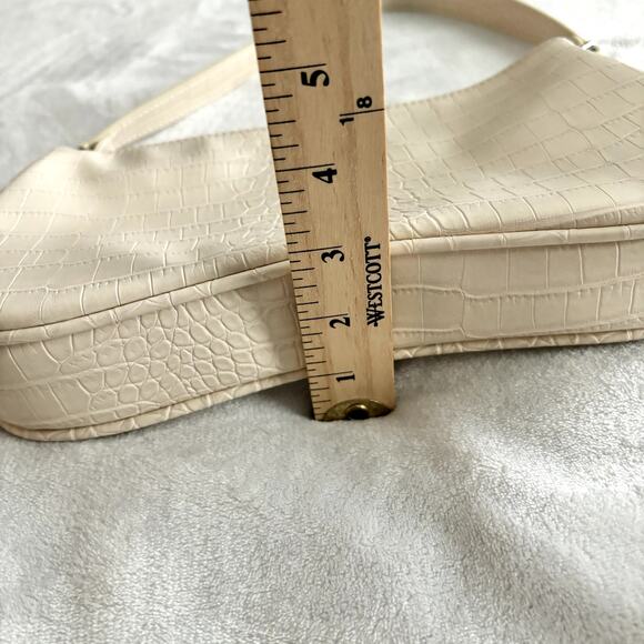 JW PEI Eva Shoulder Bag Ivory White Croc Print Small Purse Handbag Vegan - Picture 13 of 14